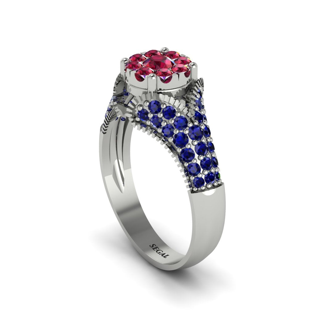 Sapphire Floral Cluster Engagement Ring - Penelope No. 72