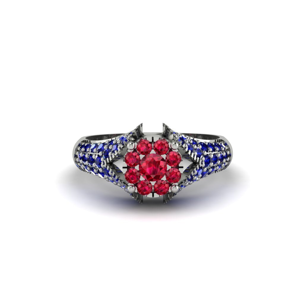 Sapphire Floral Cluster Engagement Ring - Penelope No. 72