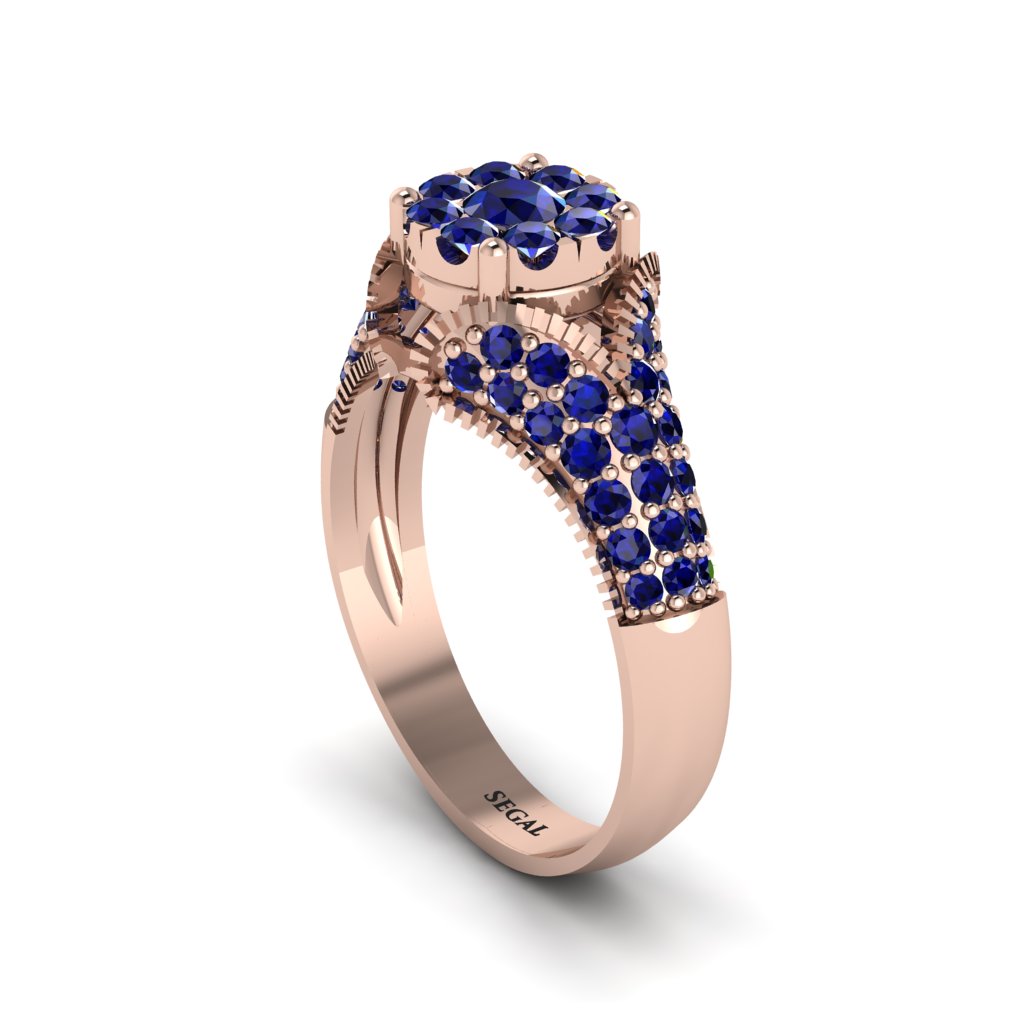 Sapphire Floral Cluster Engagement Ring - Penelope No. 74