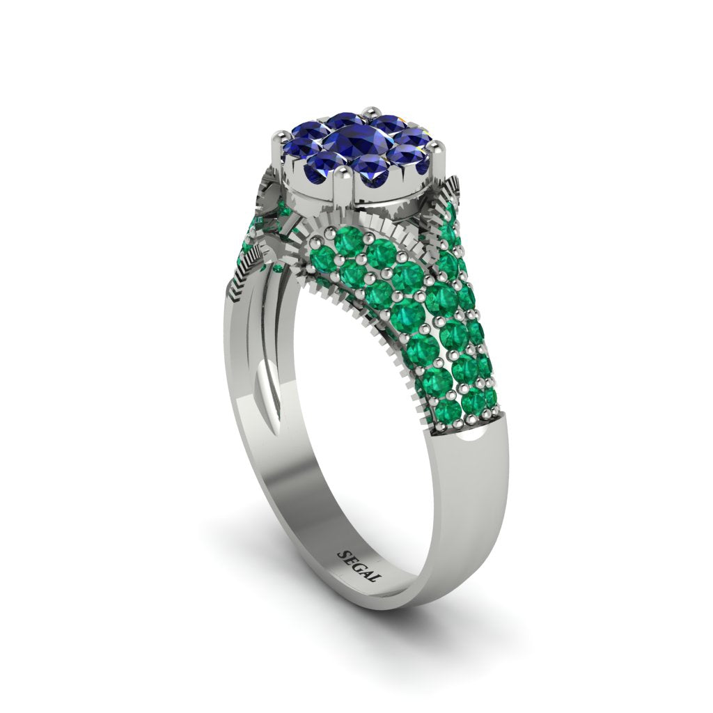 Emerald Floral Cluster Engagement Ring - Penelope No. 30