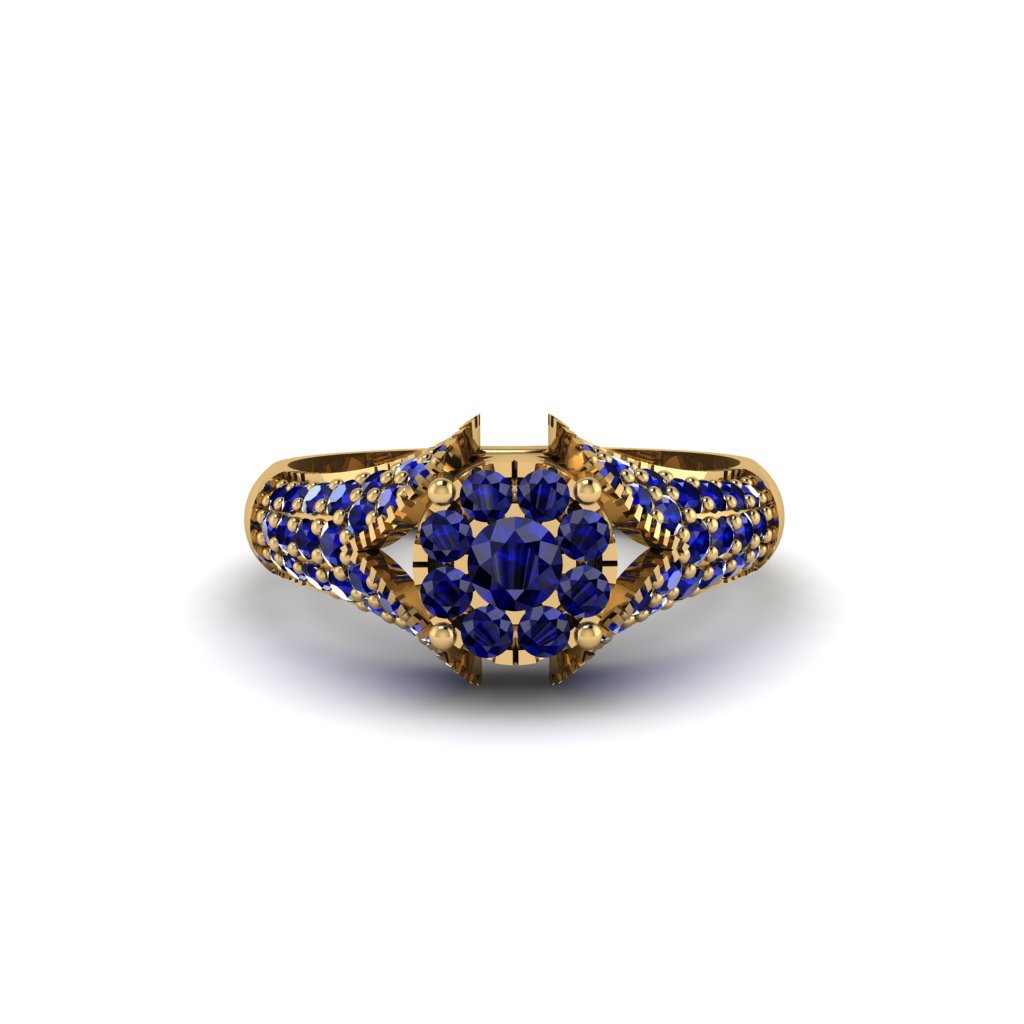 Sapphire Floral Cluster Engagement Ring - Penelope No. 73