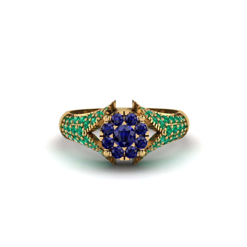 Emerald Floral Cluster Engagement Ring - Penelope No. 28