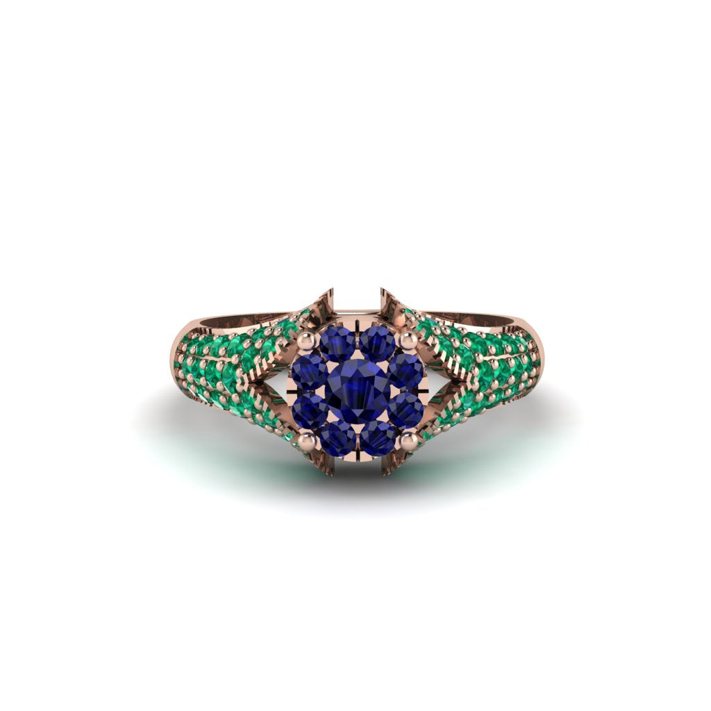 Emerald Floral Cluster Engagement Ring - Penelope No. 29