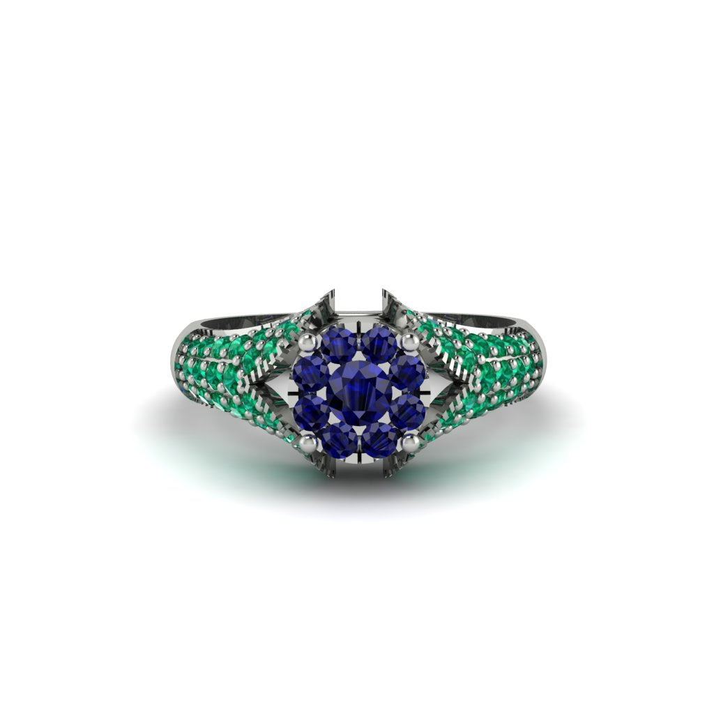 Emerald Floral Cluster Engagement Ring - Penelope No. 30