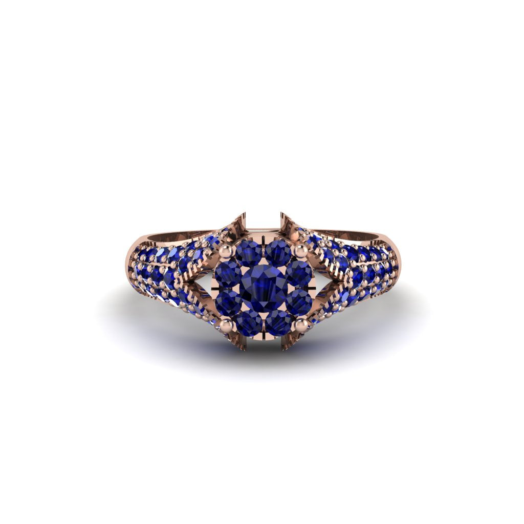 Sapphire Floral Cluster Engagement Ring - Penelope No. 74