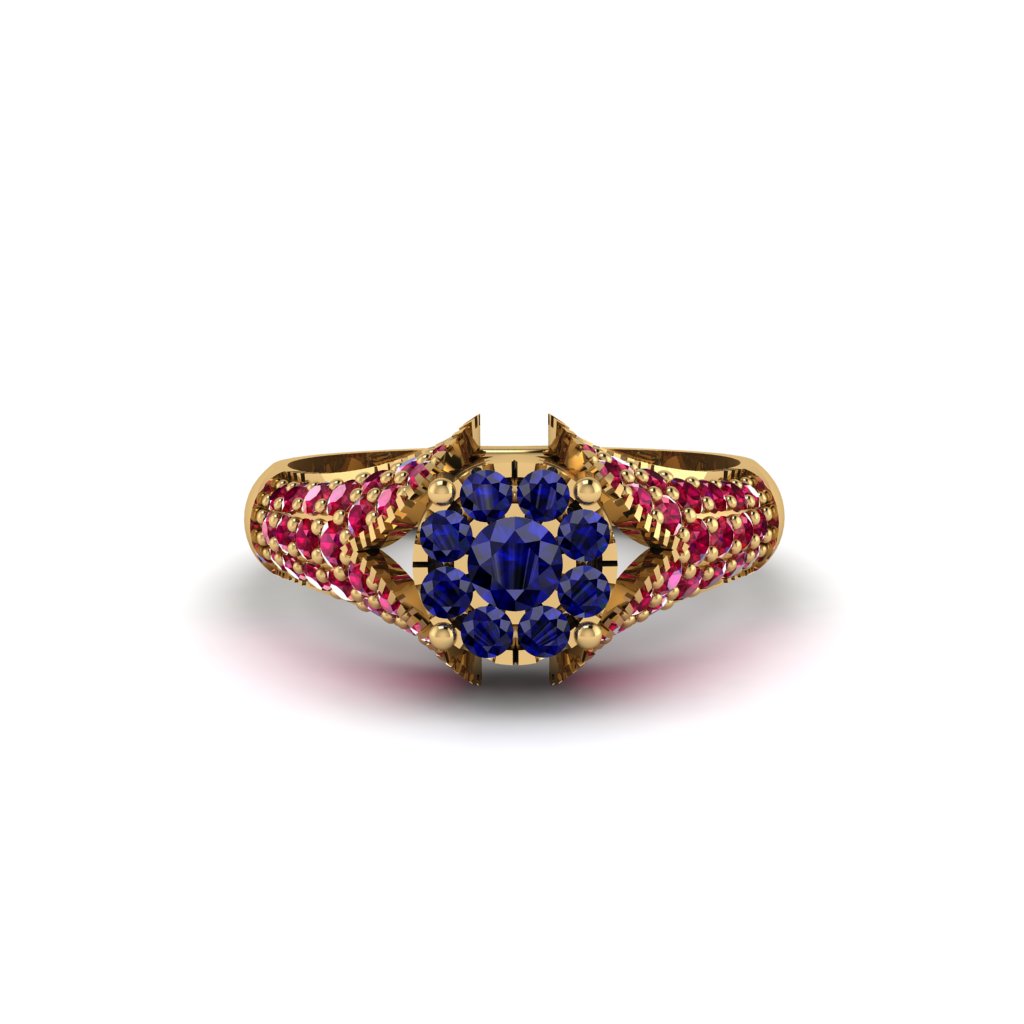 Ruby Floral Cluster Engagement Ring - Penelope No. 58