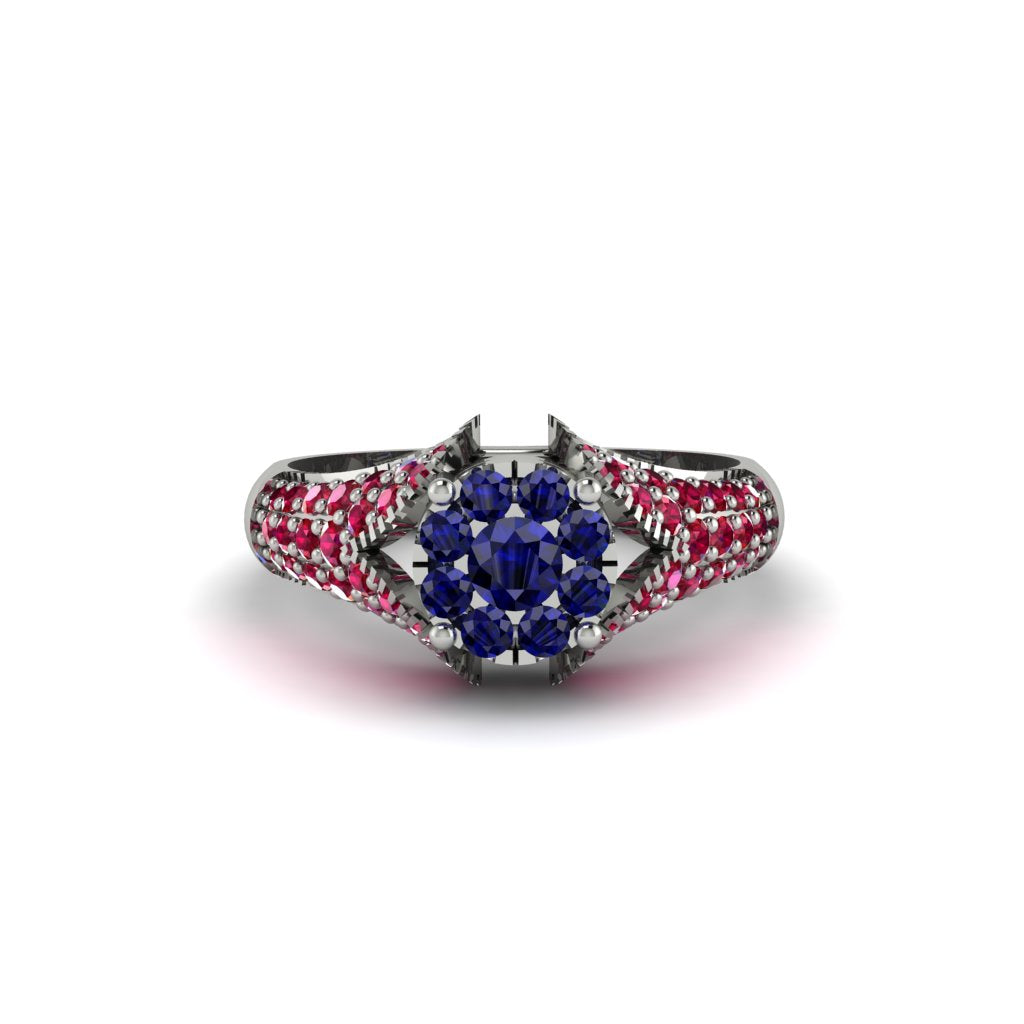 Ruby Floral Cluster Engagement Ring - Penelope No. 60