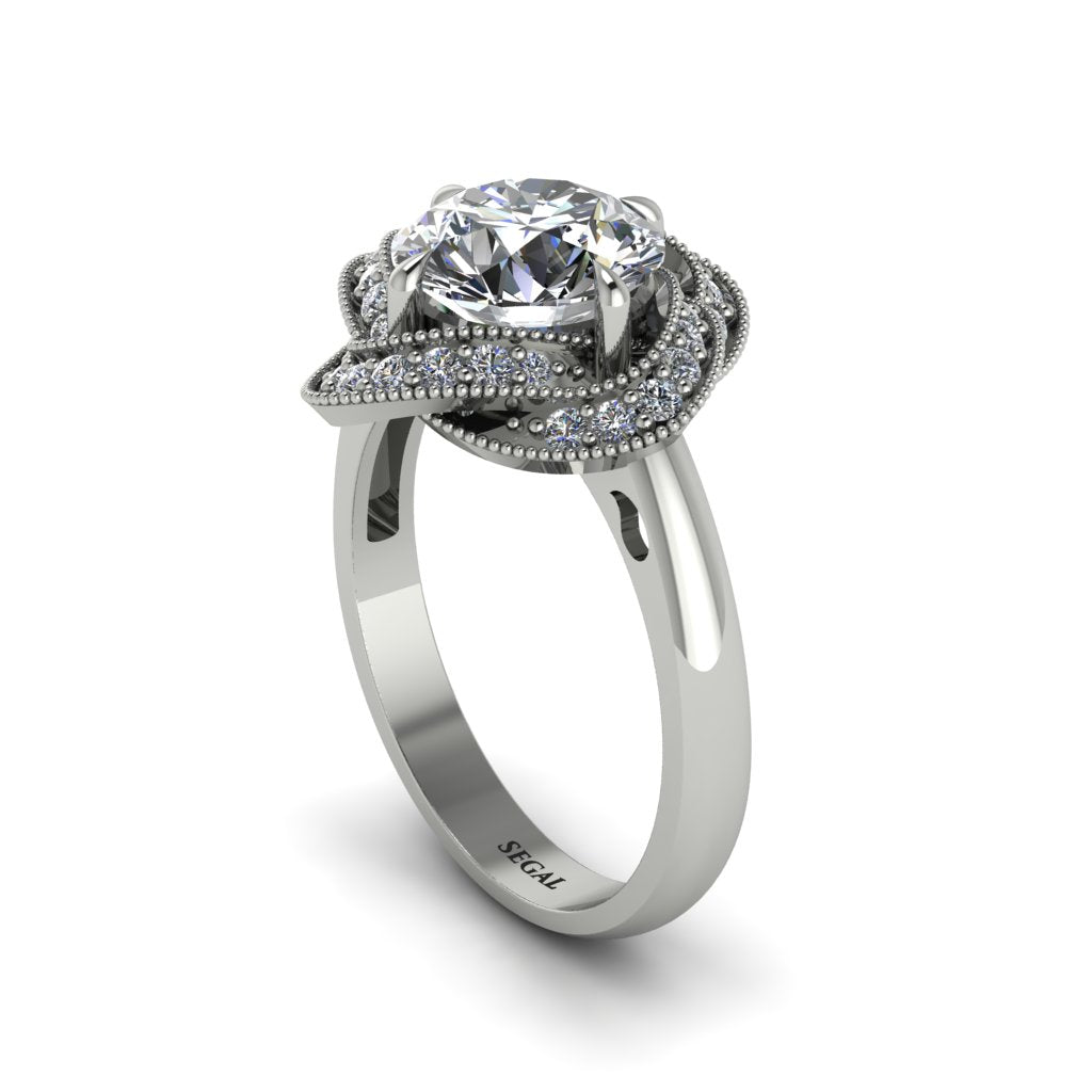 Diamond Floral Infinity Engagement Ring - Brinley No. 3