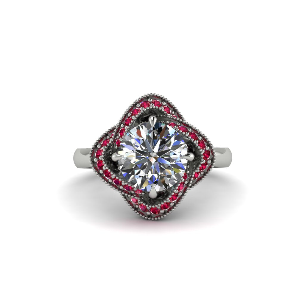 Diamond Floral Infinity Engagement Ring - Brinley No. 48