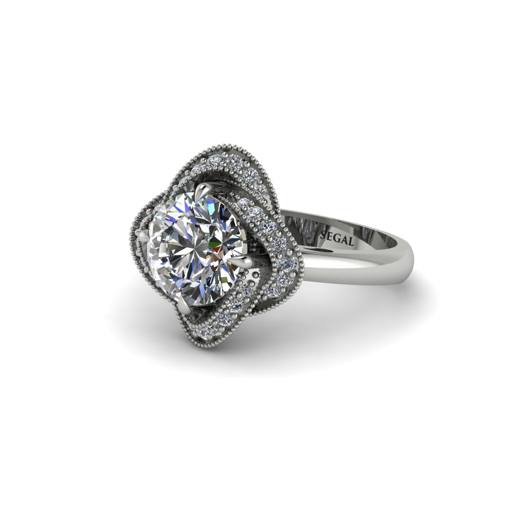 Diamond Floral Infinity Engagement Ring - Brinley No. 3