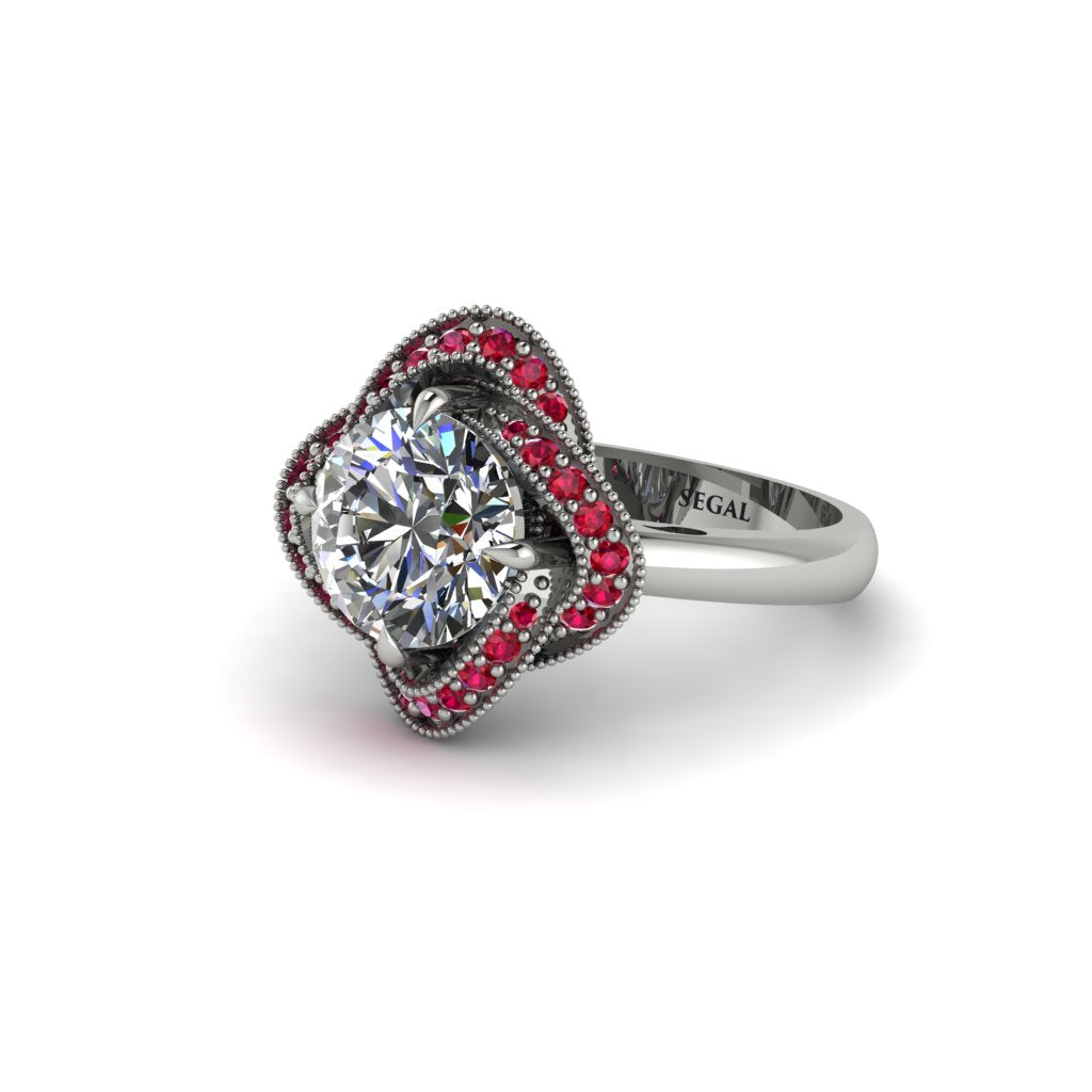 Diamond Floral Infinity Engagement Ring - Brinley No. 48