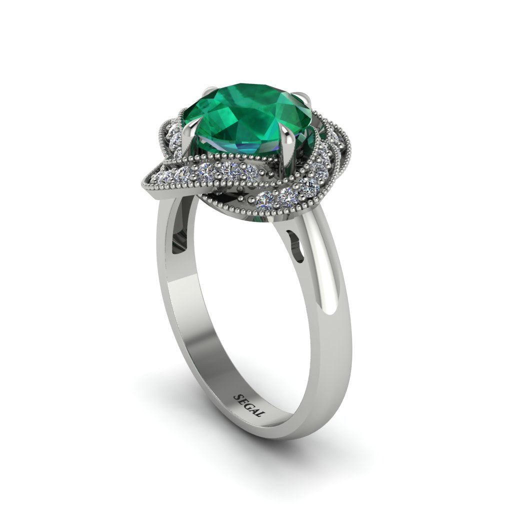 Emerald Floral Infinity Engagement Ring - Brinley No. 6
