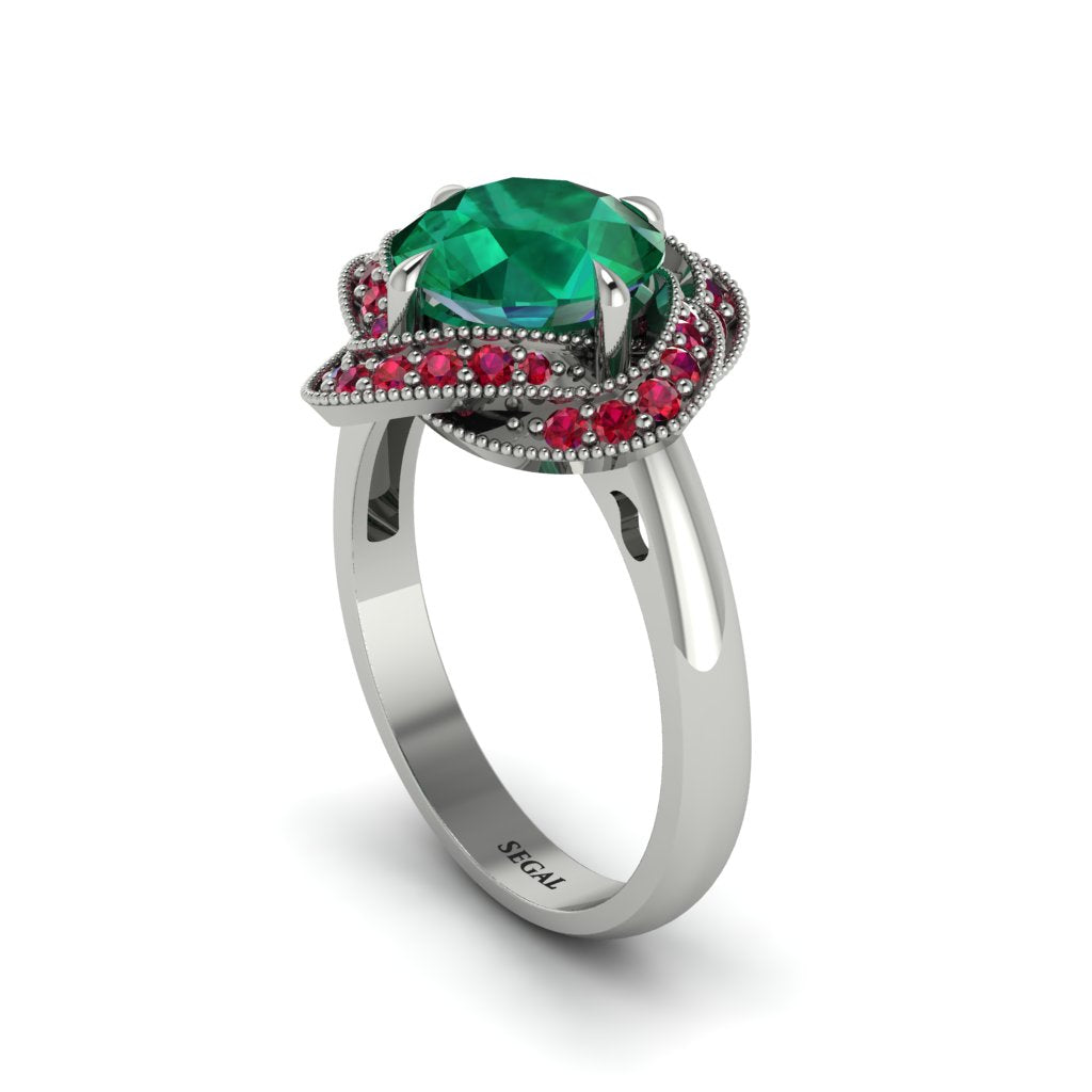 Emerald Floral Infinity Engagement Ring - Brinley No. 51