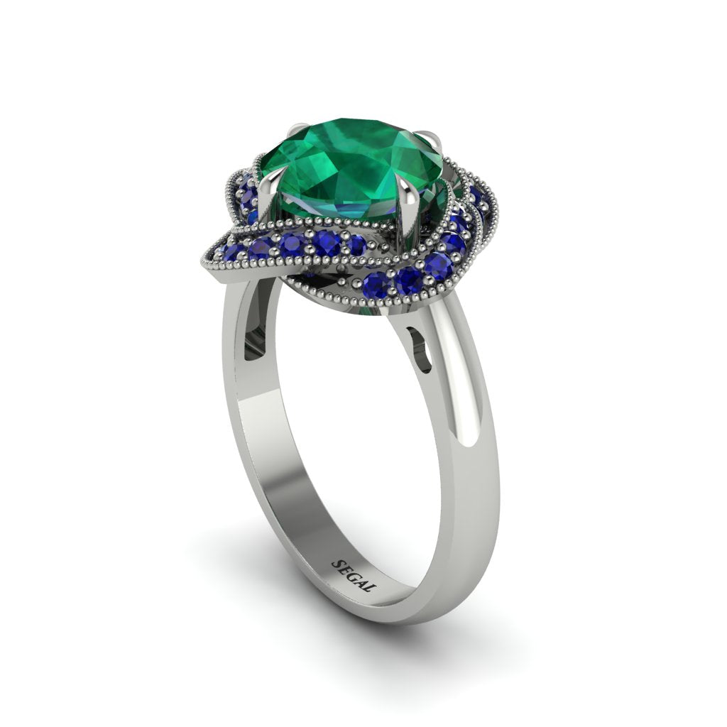 Emerald Floral Infinity Engagement Ring - Brinley No. 66