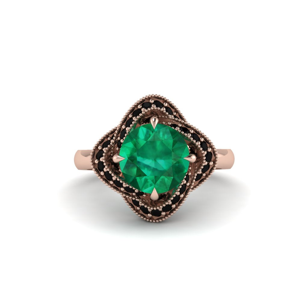 Emerald Floral Infinity Engagement Ring - Brinley No. 35