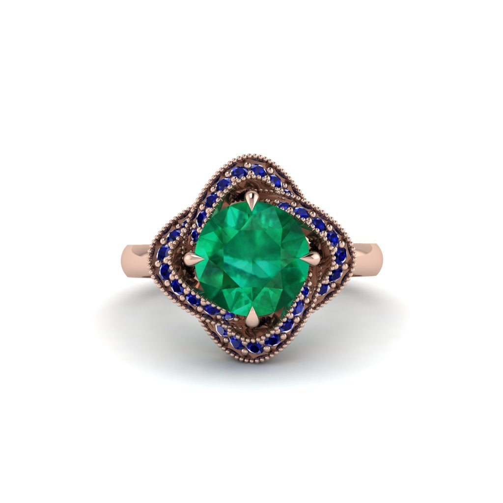 Emerald Floral Infinity Engagement Ring - Brinley No. 65