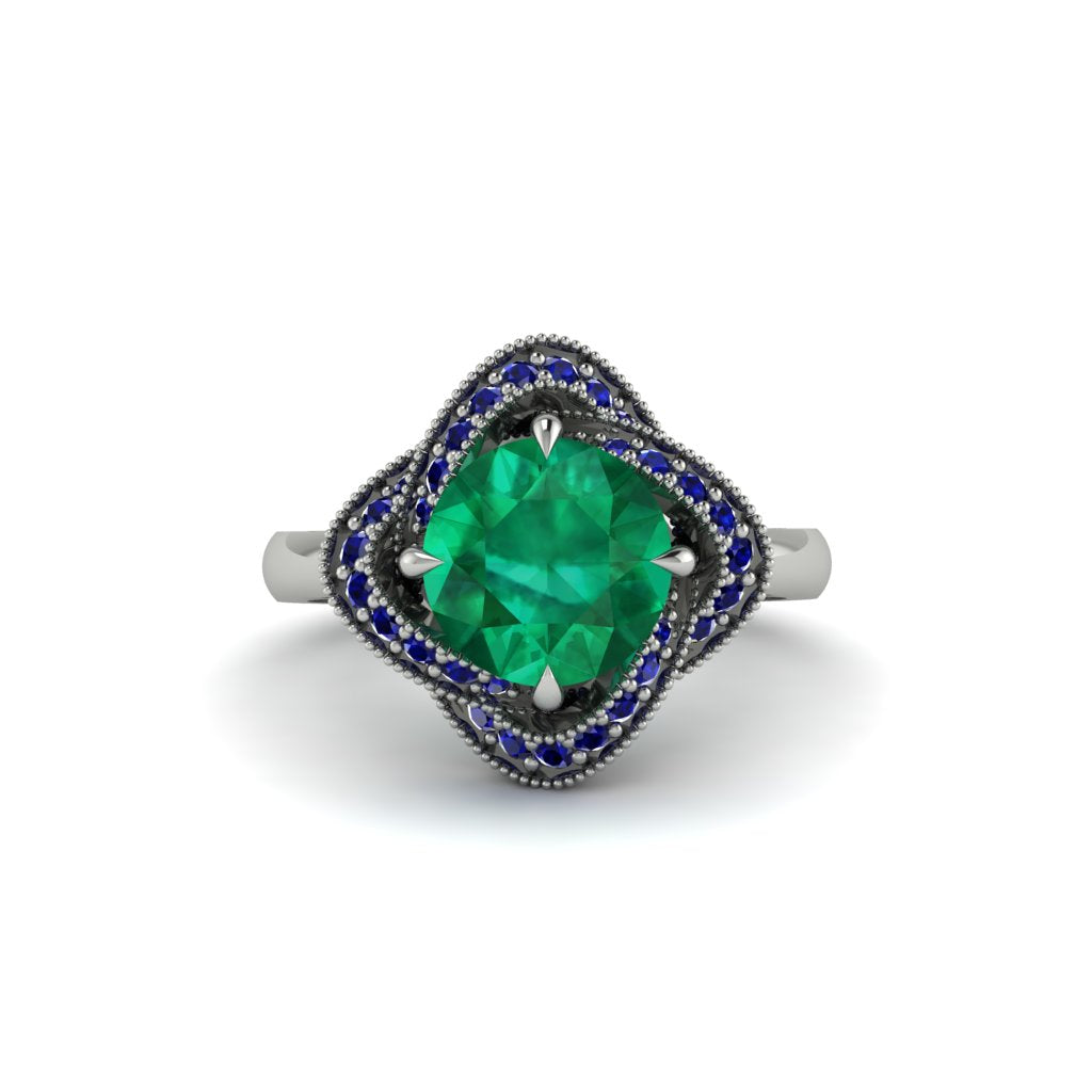 Emerald Floral Infinity Engagement Ring - Brinley No. 66