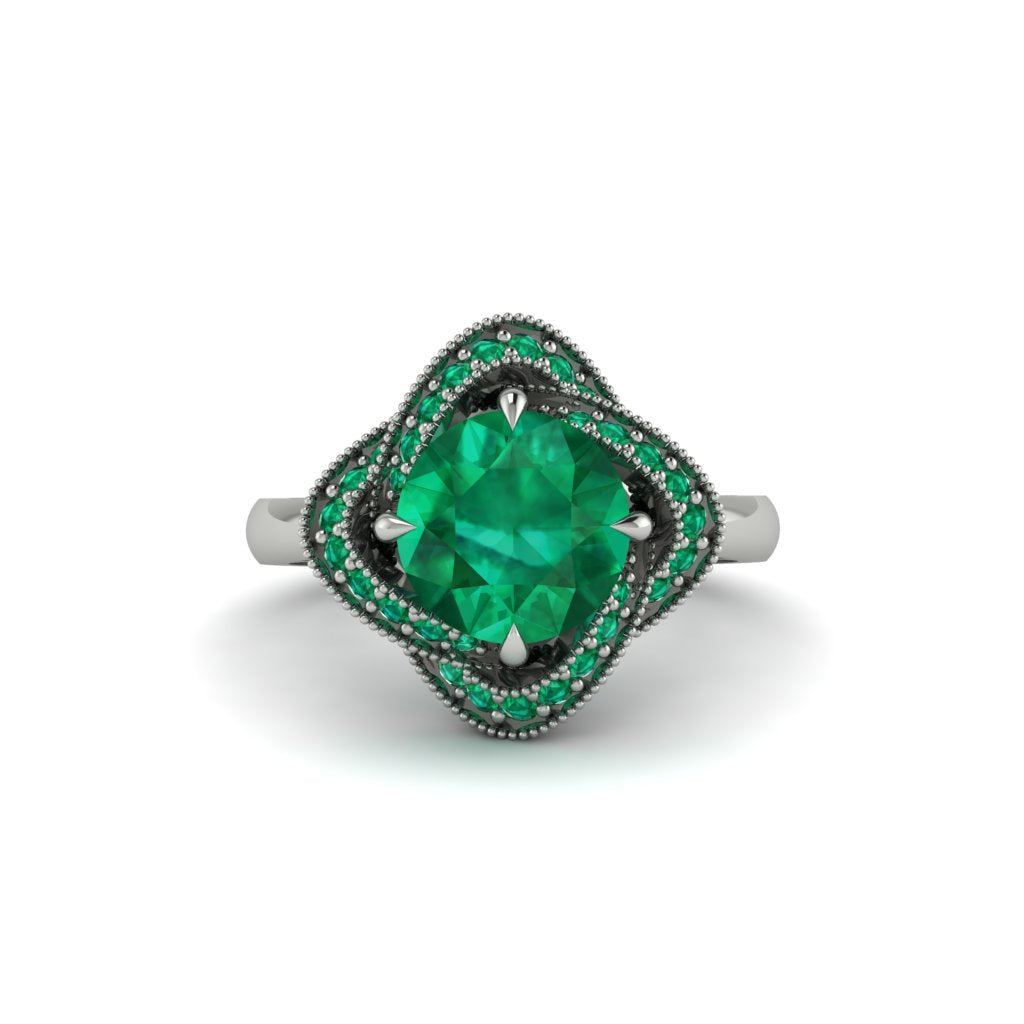 Emerald Floral Infinity Engagement Ring - Brinley No. 21
