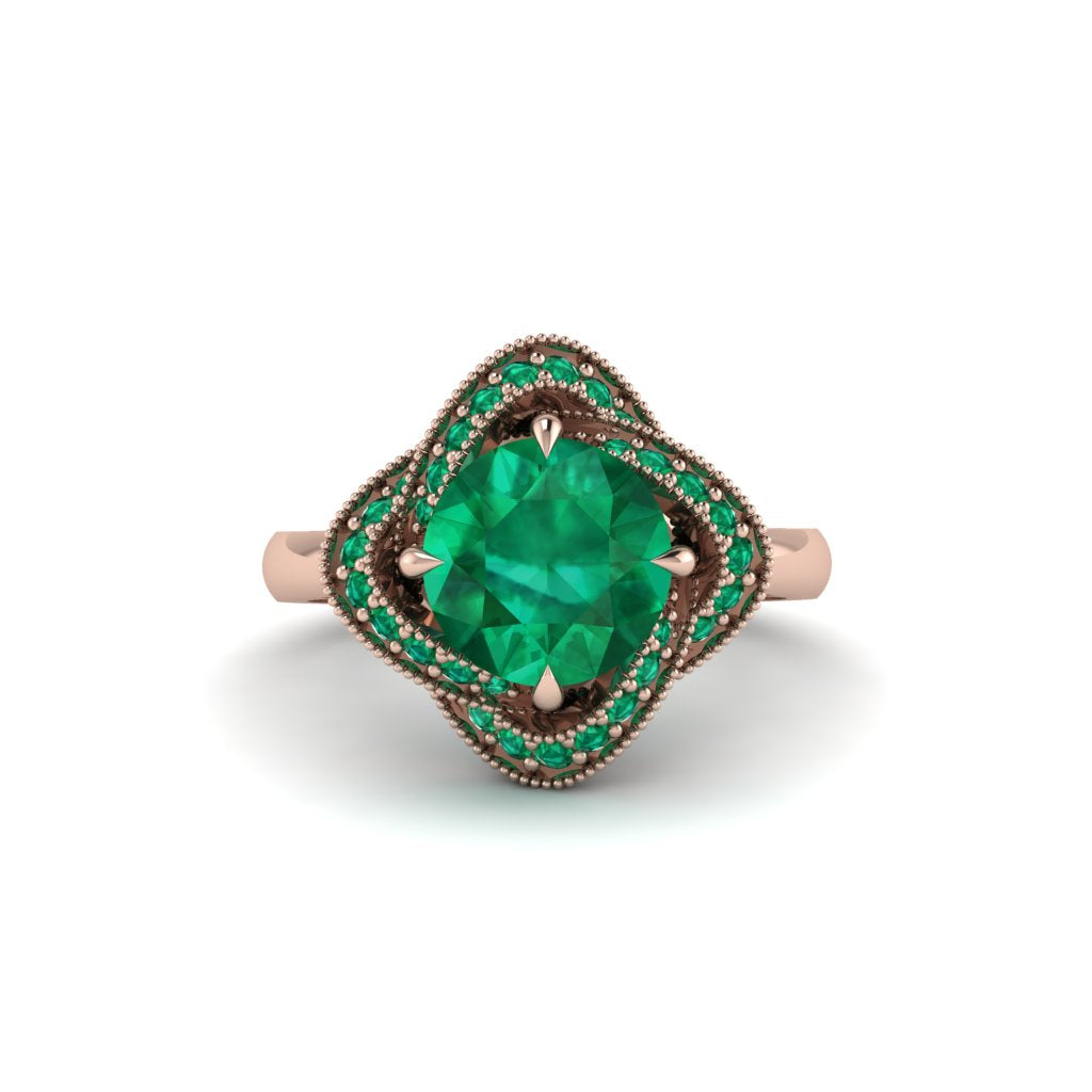 Emerald Floral Infinity Engagement Ring - Brinley No. 20