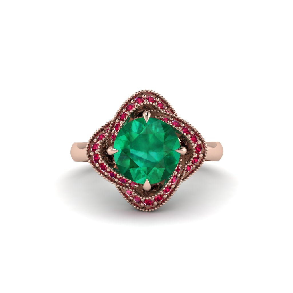Emerald Floral Infinity Engagement Ring - Brinley No. 50