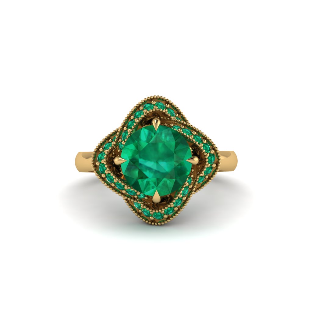 Emerald Floral Infinity Engagement Ring - Brinley No. 19