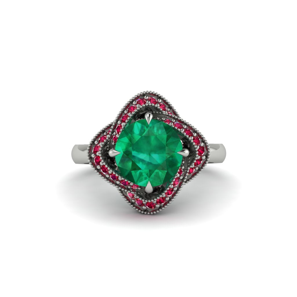 Emerald Floral Infinity Engagement Ring - Brinley No. 51