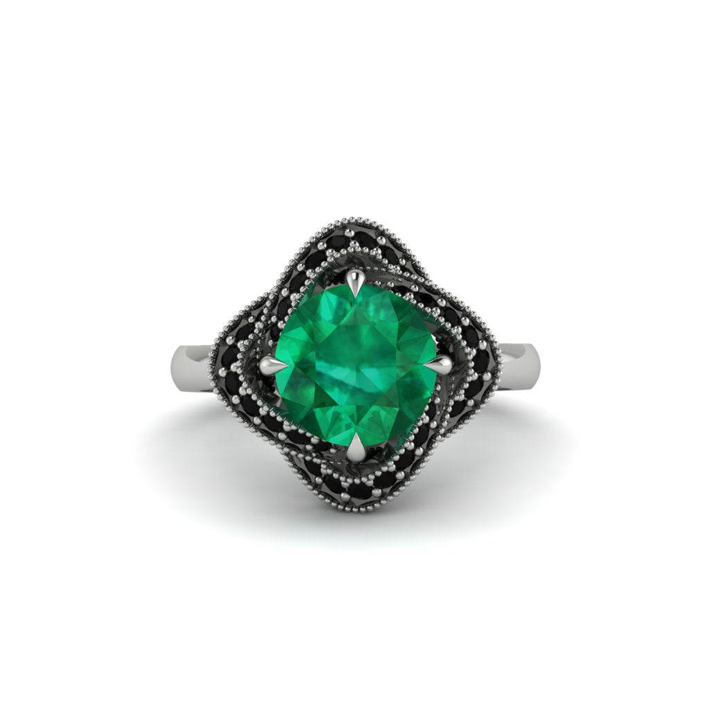 Emerald Floral Infinity Engagement Ring - Brinley No. 36