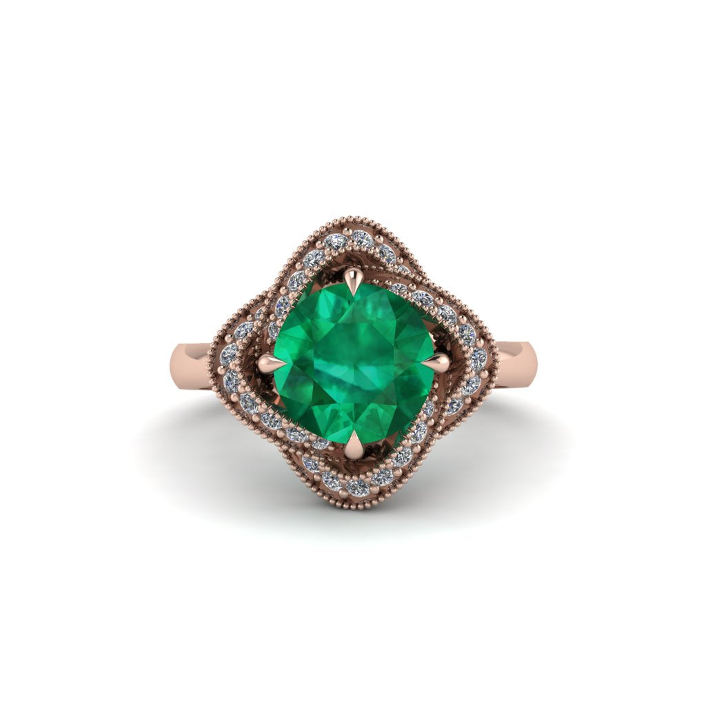 Emerald Floral Infinity Engagement Ring - Brinley No. 5