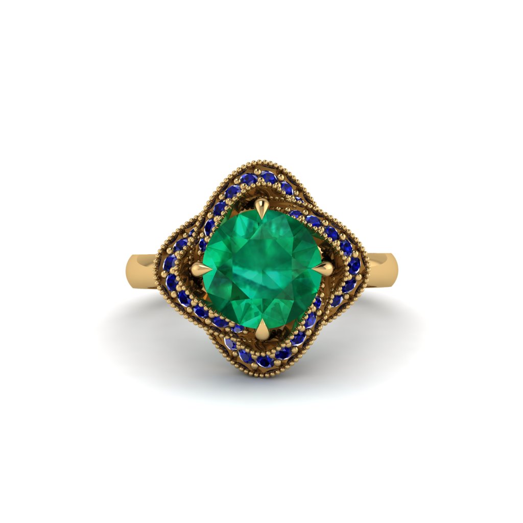 Emerald Floral Infinity Engagement Ring - Brinley No. 64