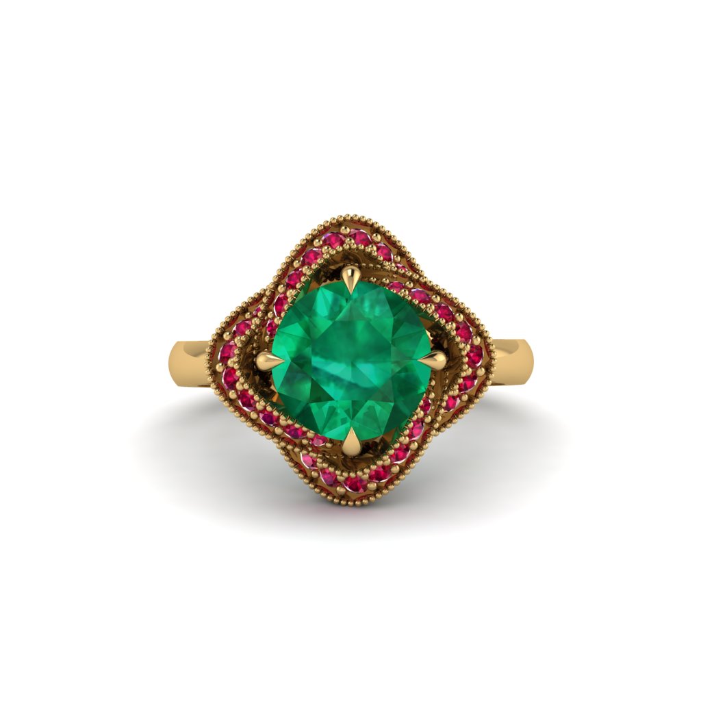 Emerald Floral Infinity Engagement Ring - Brinley No. 49