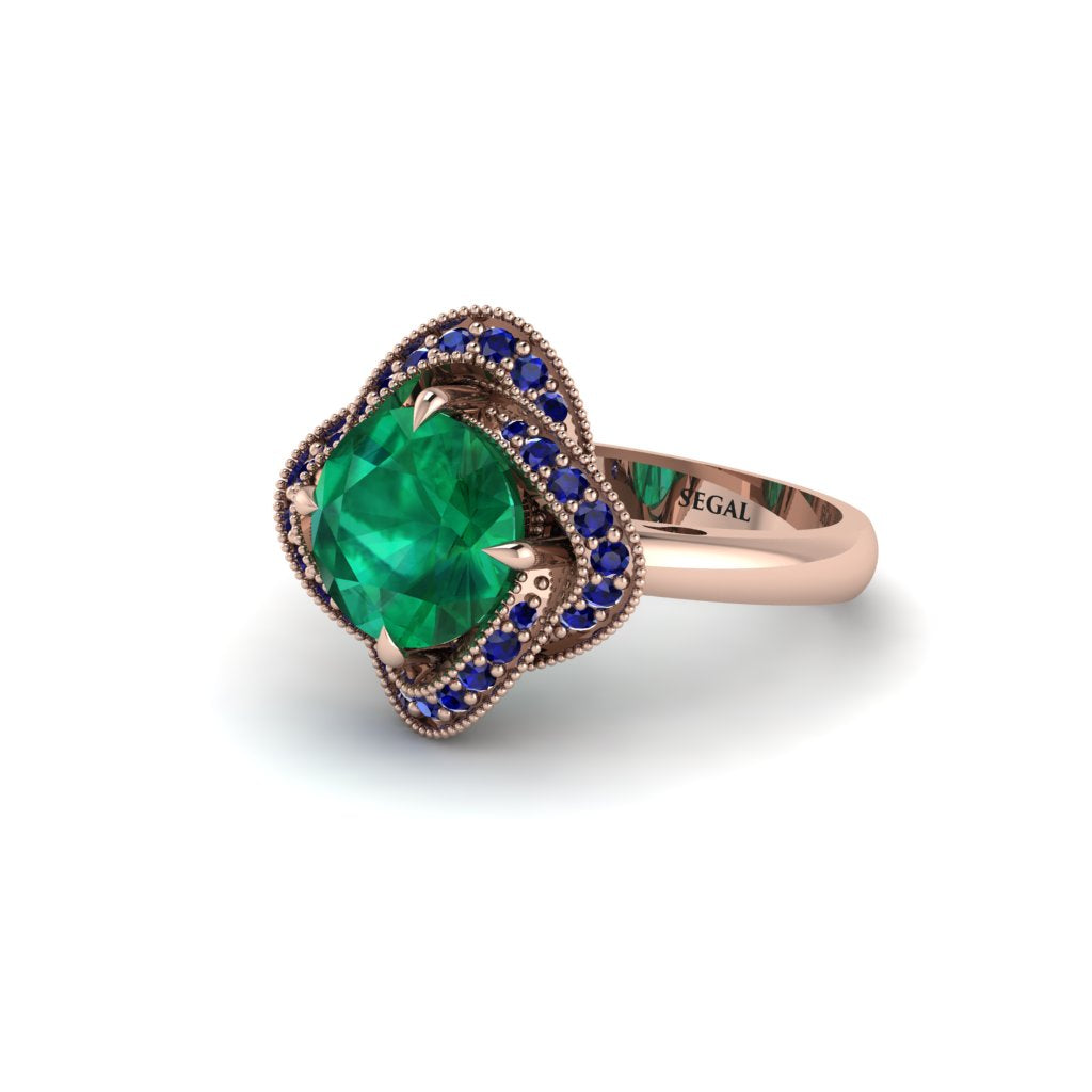 Emerald Floral Infinity Engagement Ring - Brinley No. 65