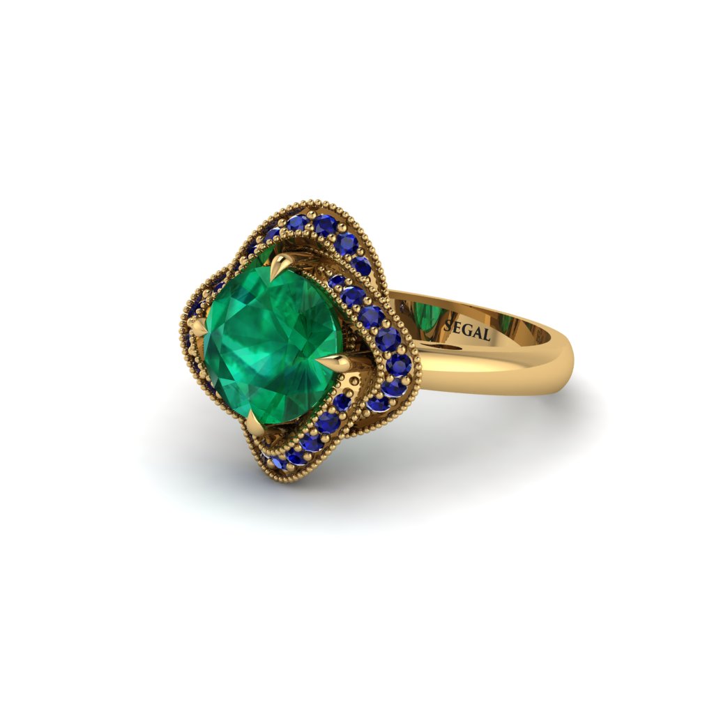 Emerald Floral Infinity Engagement Ring - Brinley No. 64