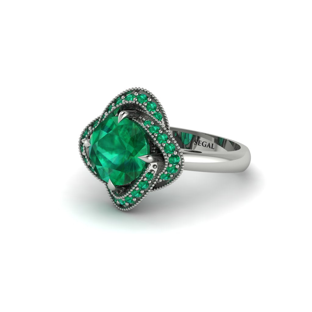 Emerald Floral Infinity Engagement Ring - Brinley No. 21