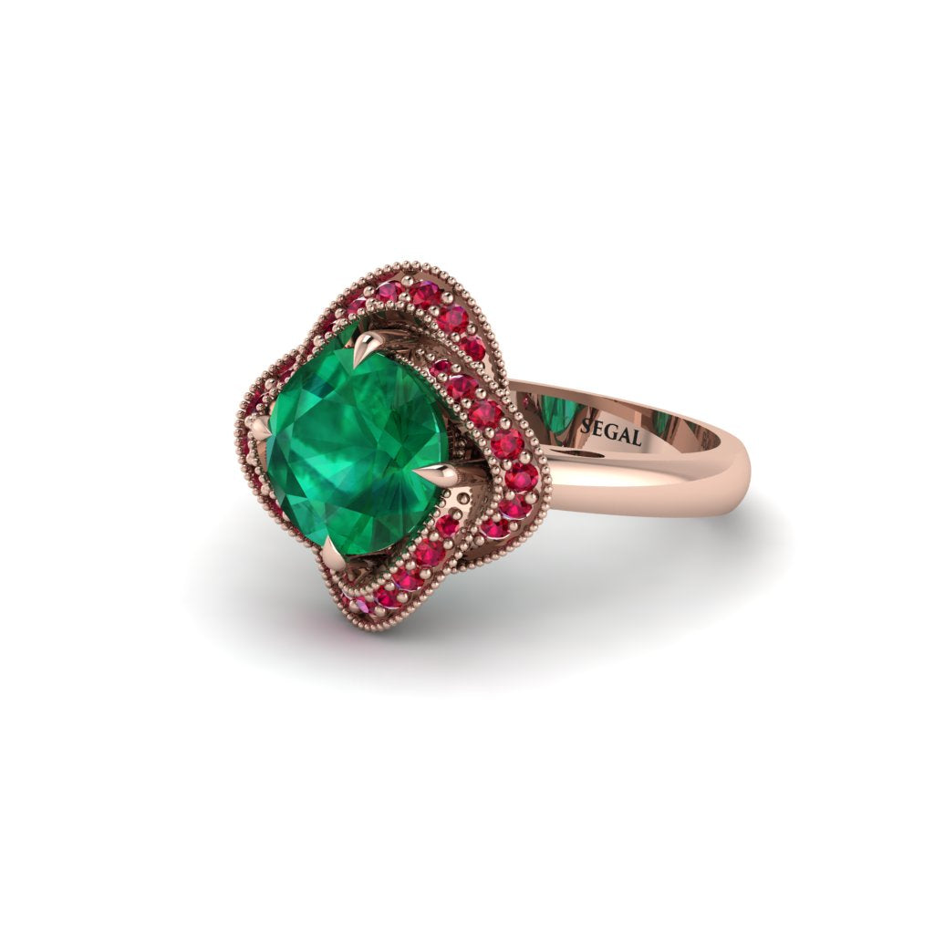 Emerald Floral Infinity Engagement Ring - Brinley No. 50