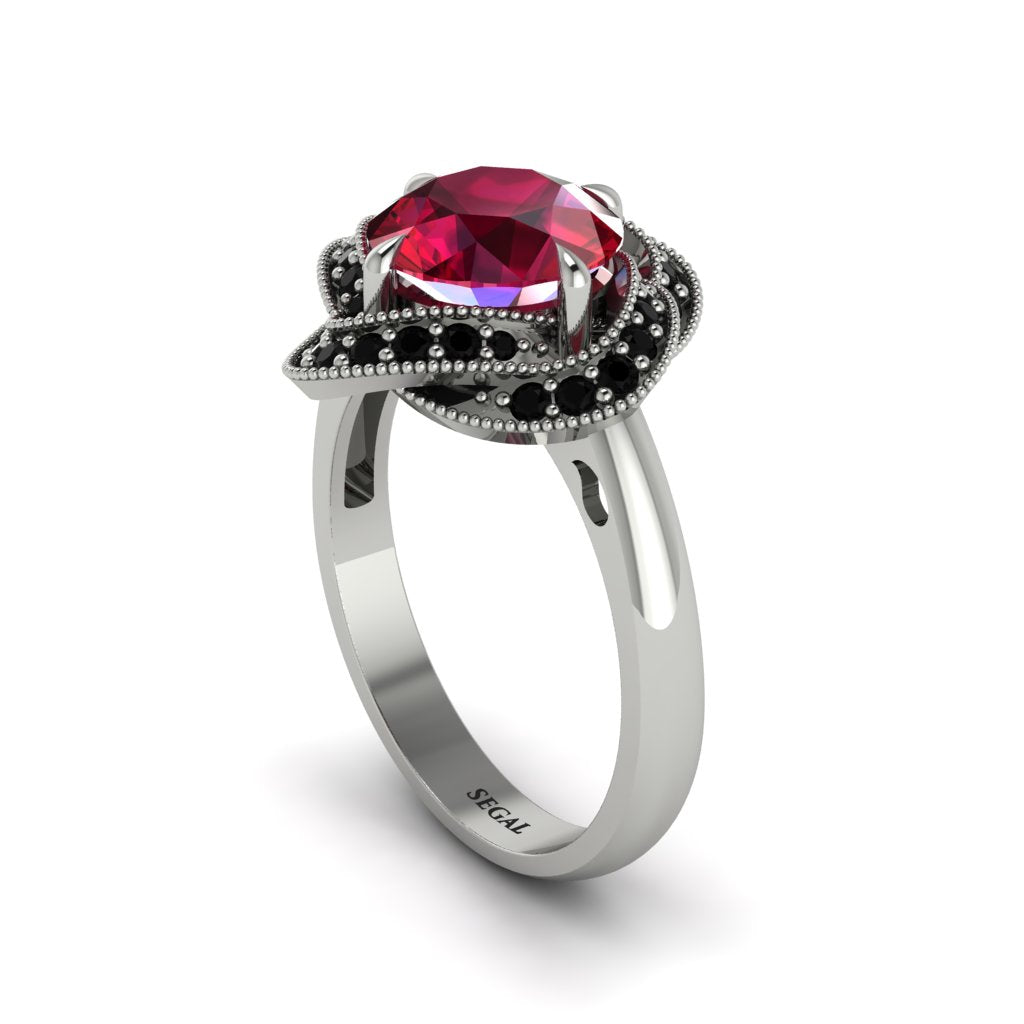Ruby Floral Infinity Engagement Ring - Brinley No. 42