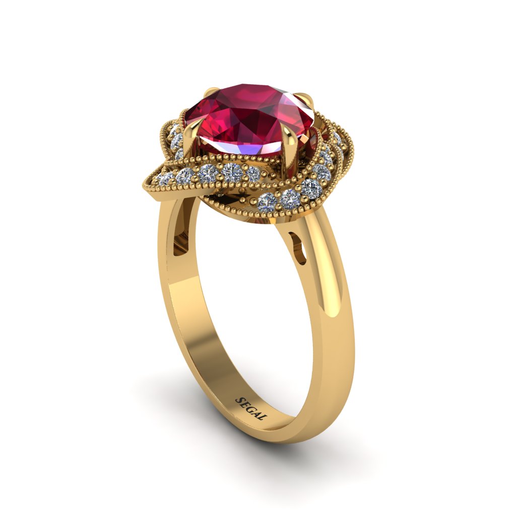 Ruby Floral Infinity Engagement Ring - Brinley No. 10