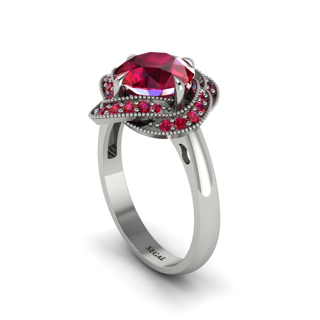 Ruby Floral Infinity Engagement Ring - Brinley No. 57