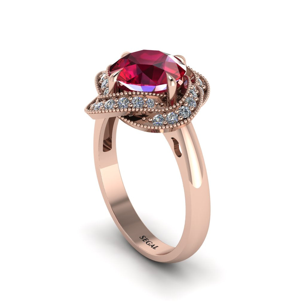 Ruby Floral Infinity Engagement Ring - Brinley No. 11