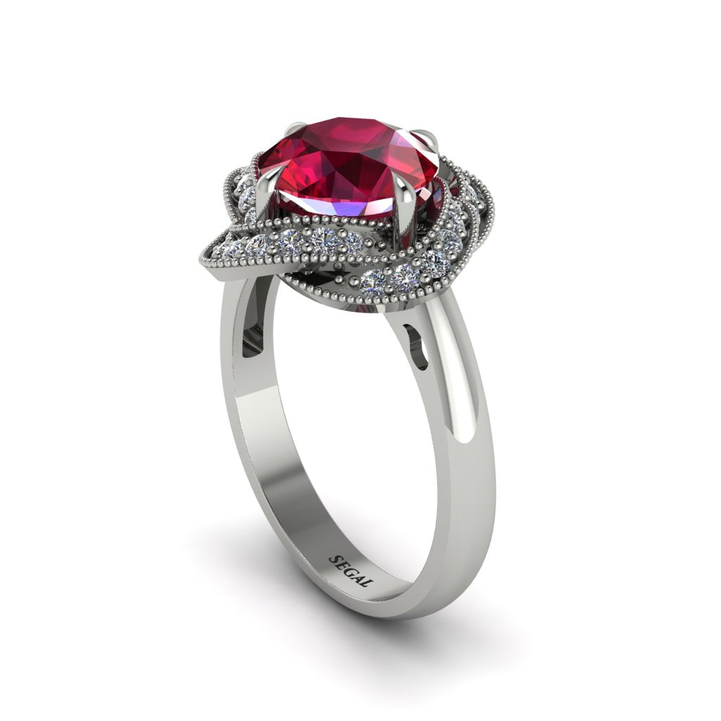 Ruby Floral Infinity Engagement Ring - Brinley No. 12