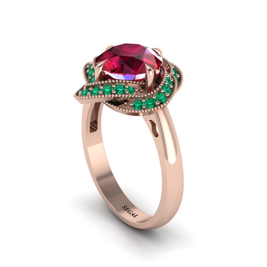 Ruby Floral Infinity Engagement Ring - Brinley No. 26