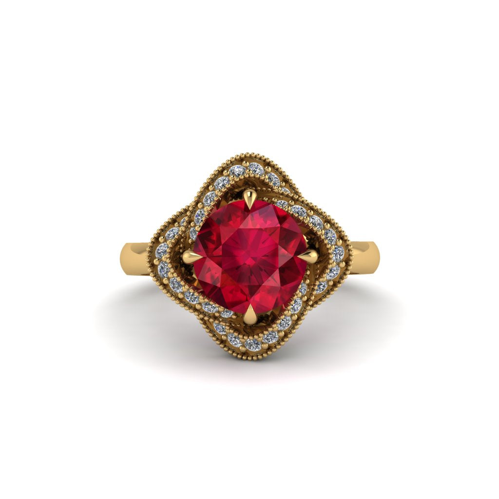 Ruby Floral Infinity Engagement Ring - Brinley No. 10