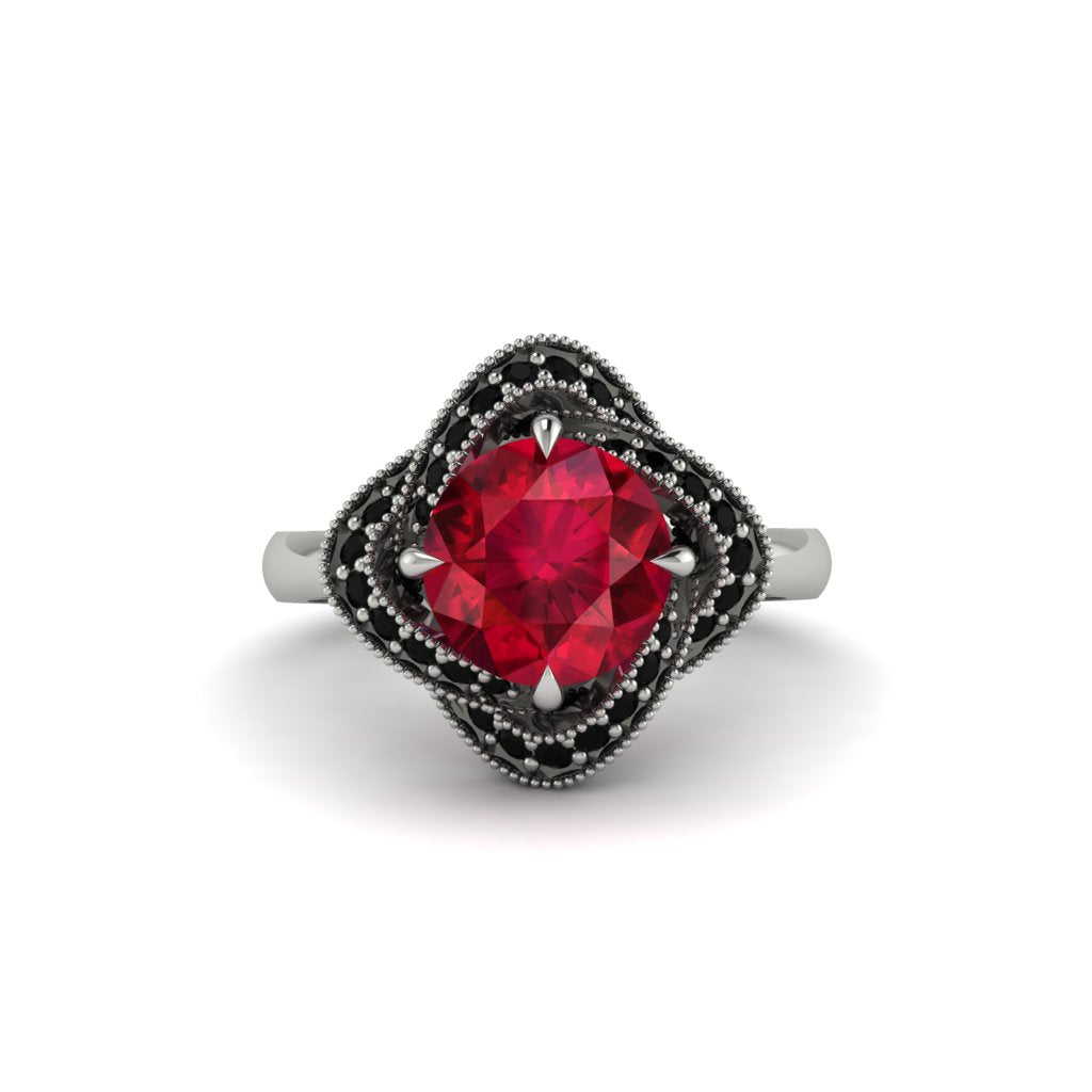 Ruby Floral Infinity Engagement Ring - Brinley No. 42