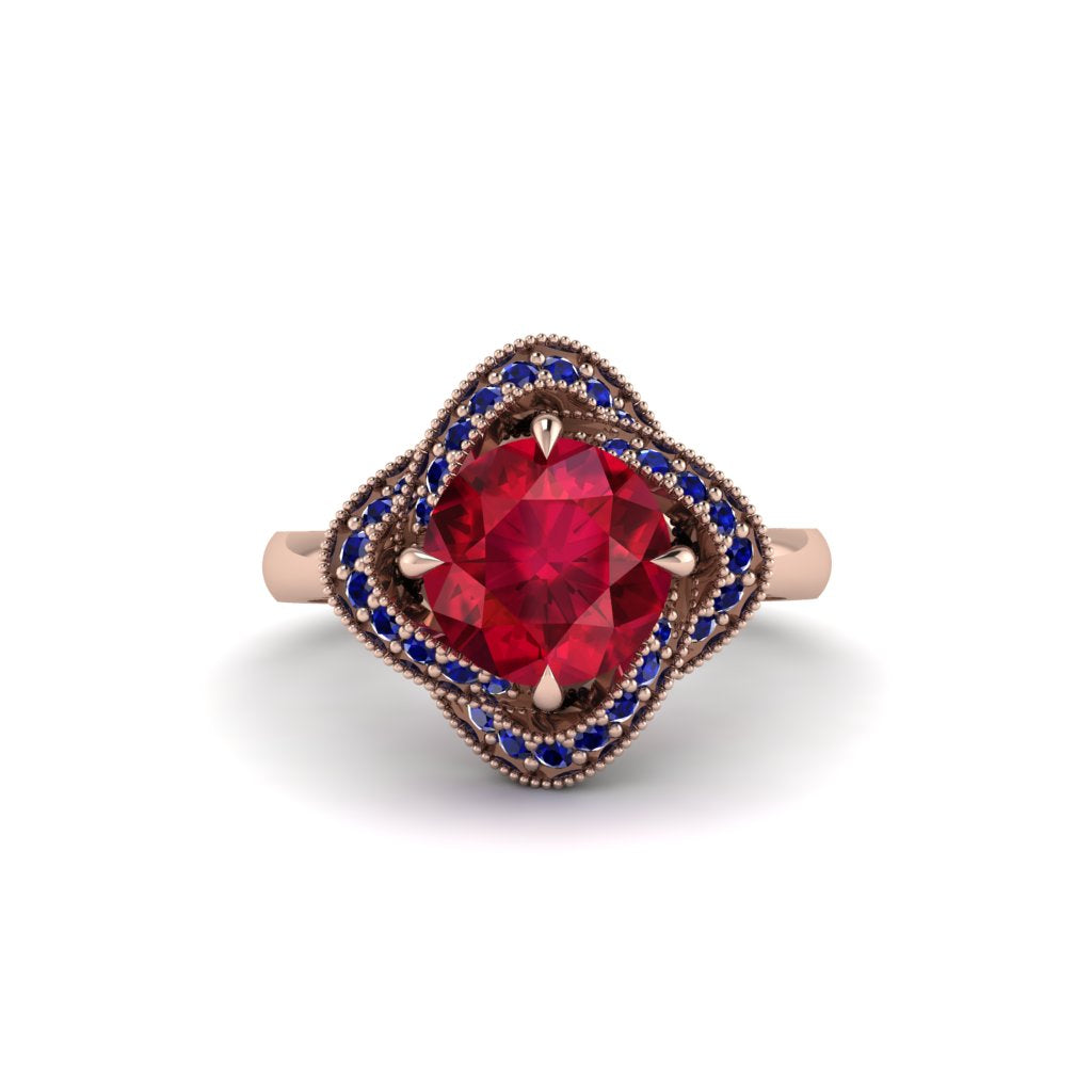 Ruby Floral Infinity Engagement Ring - Brinley No. 71