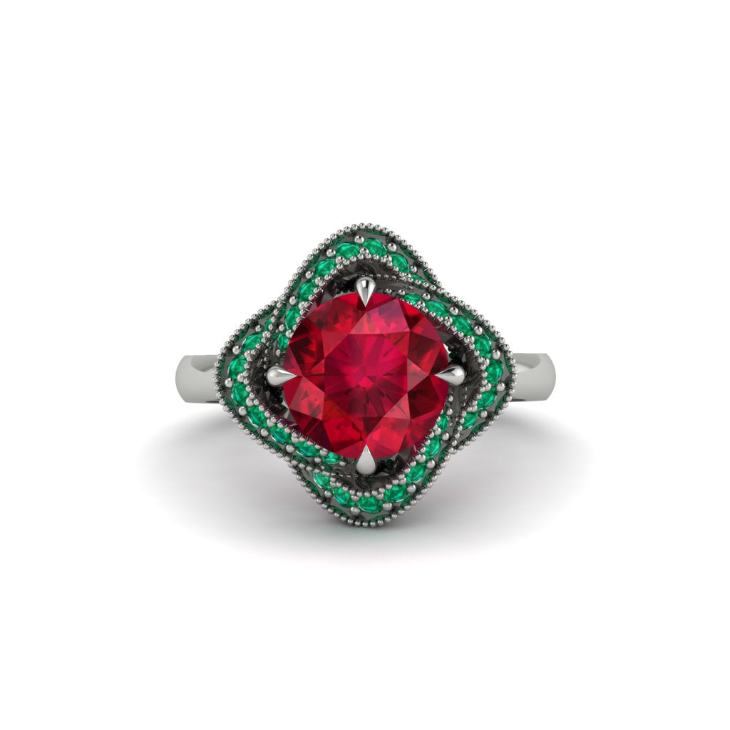 Ruby Floral Infinity Engagement Ring - Brinley No. 27