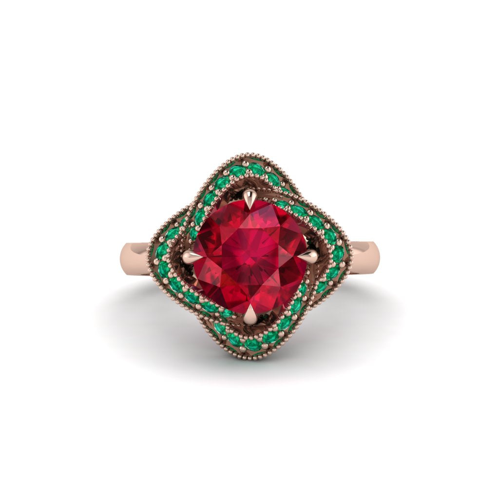 Ruby Floral Infinity Engagement Ring - Brinley No. 26
