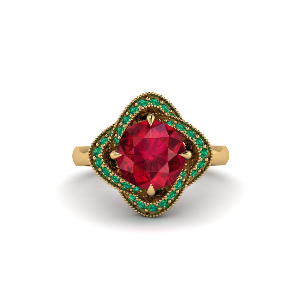 Ruby Floral Infinity Engagement Ring - Brinley No. 25