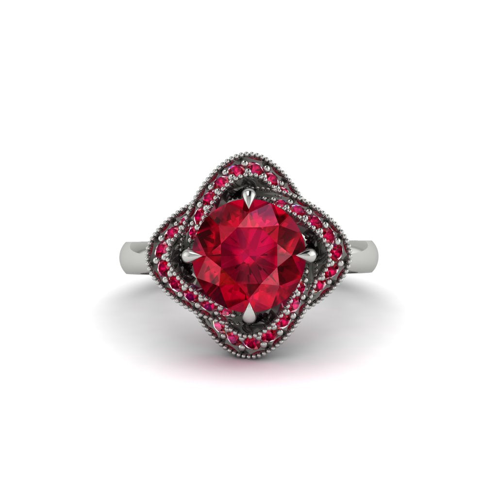 Ruby Floral Infinity Engagement Ring - Brinley No. 57