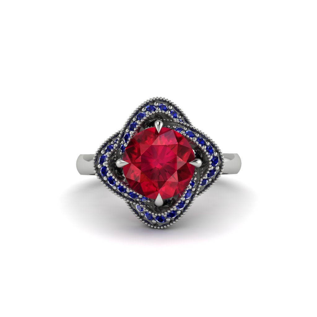 Ruby Floral Infinity Engagement Ring - Brinley No. 72