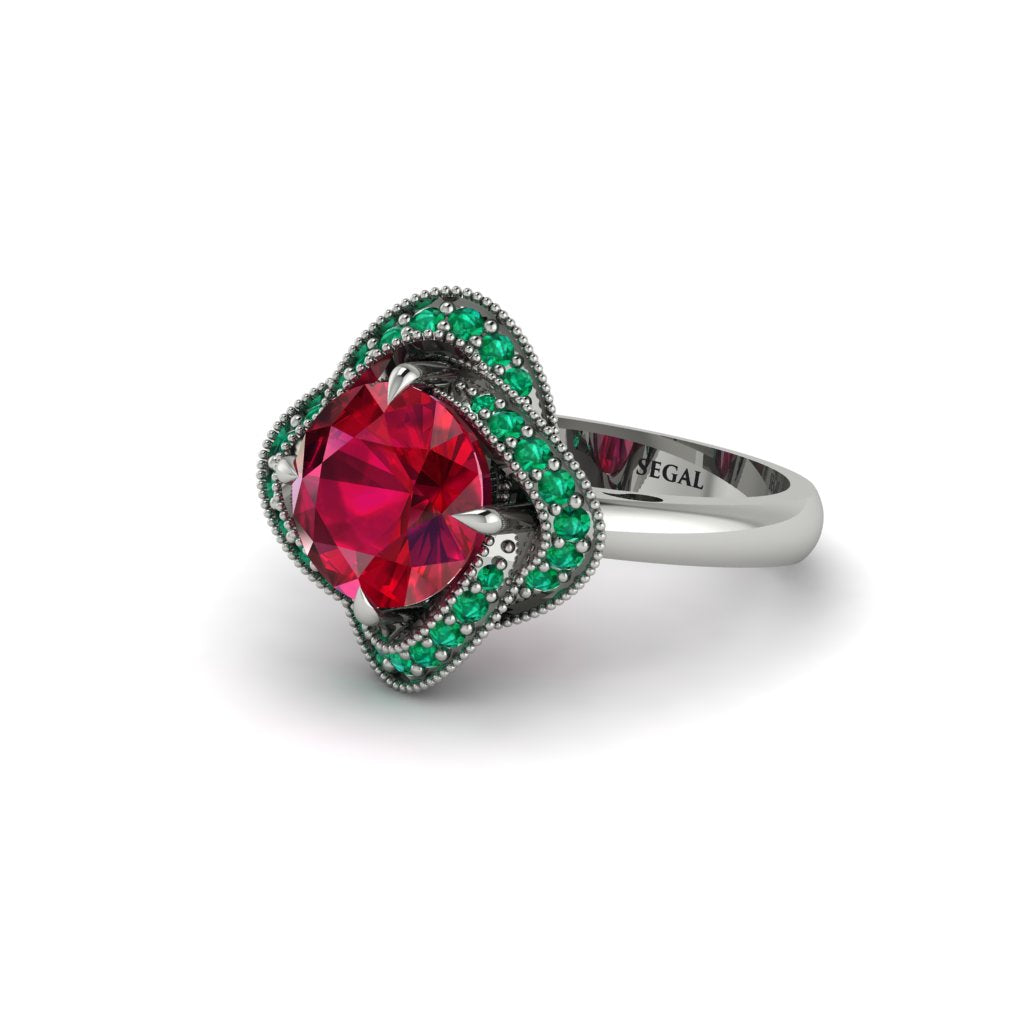 Ruby Floral Infinity Engagement Ring - Brinley No. 27