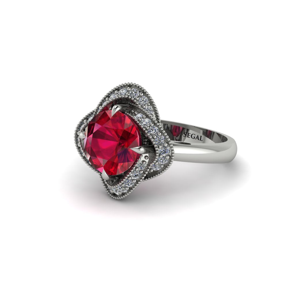 Ruby Floral Infinity Engagement Ring - Brinley No. 12